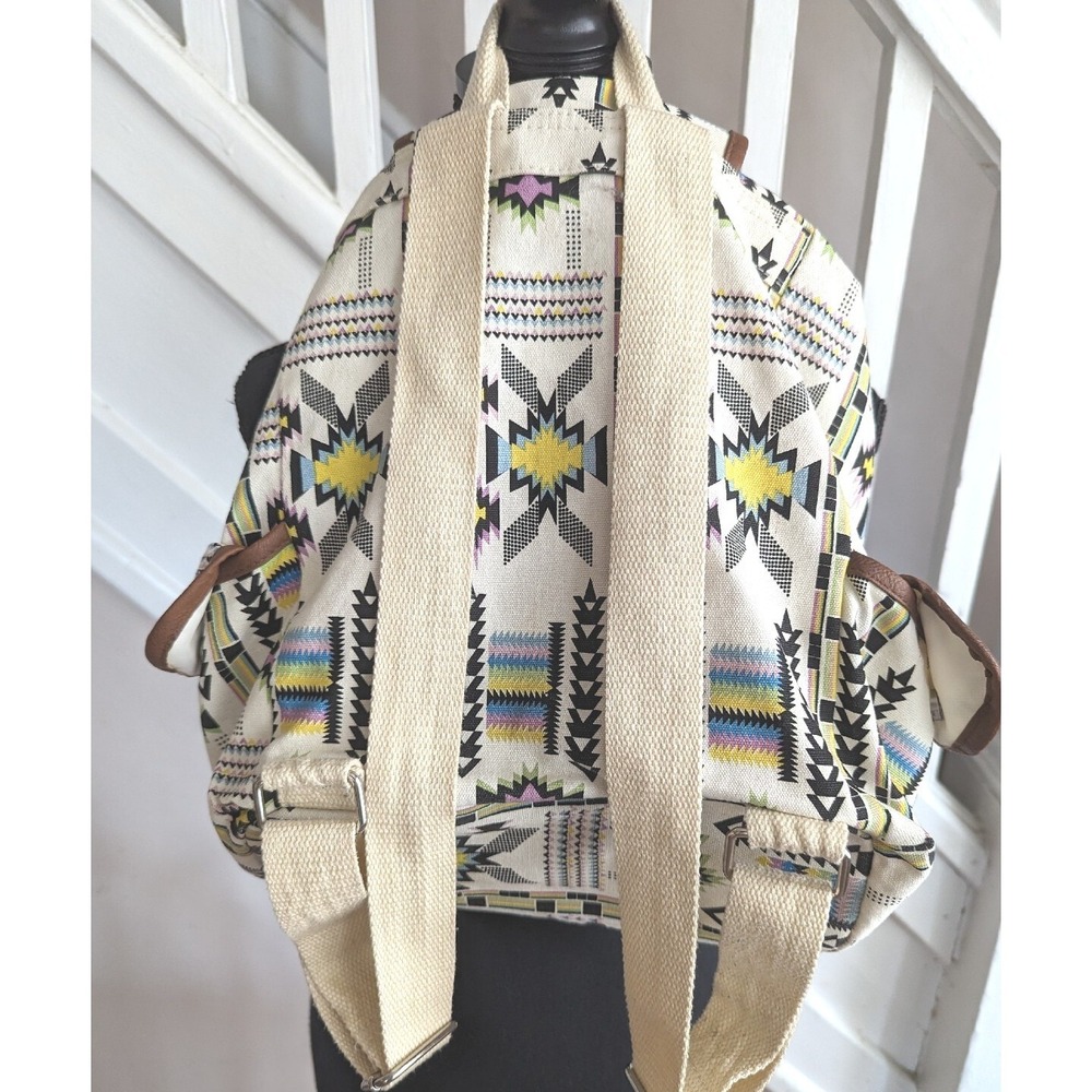 Unbranded Off White Multicolor Southwestern Style Backpack Bag - Picture 3 of 5